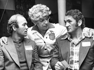 Stella Walsh with Zbigniew Kicka (l, Olympic boxer) and Jerry Skoczek at Polish Falcons Hall. August 21, 1975